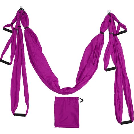 Hamac de Yoga Aérien Ensemble Balançoire Réglable en Coton Polyester pour Améliorer la Flexibilité et la Posture Violet (1/5)