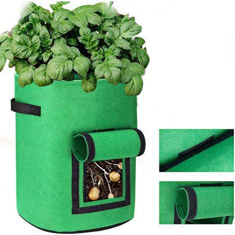 Sacs de plantation pour jardin, lot de 2 sacs à légumes de 7 gallons, en tissu non tissé (1/5)