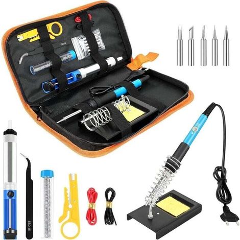 Fer à souder et dessouder électrique Kit complet Irons soudure électronique kit de soudure plastique fil d’étain Outil 60W Température réglable module (1/4)