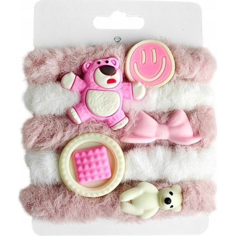 Ecarla 5-in-1 Haargummi-Set Weiß Rosa OGUM175 (1/3)