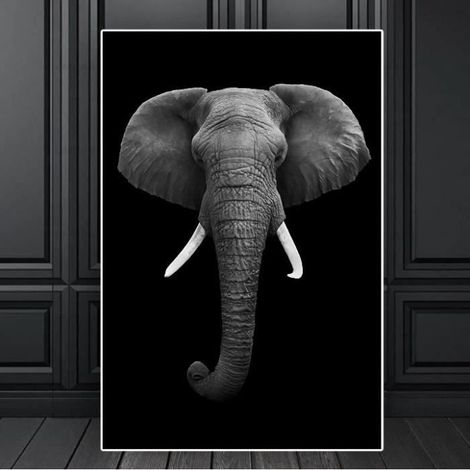 Affiche Décorative - Toile Animaux - Éléphant Savane - 30x42cm - Décoration Murale - Intérieur