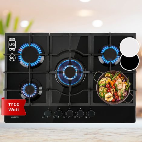 Klarstein Gasherd, Gaskochfeld 5 Flammen, Einbau-Gaskocher für Zuhause & Wohnmobil, Edelstahl Campingkocher, Gasherd für Propan- und Erdgas, Gas-Herdplatte mit Wok Brenner, Gas Kocher 11100 Watt (1/5)