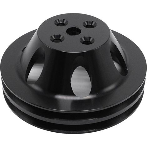 1 Color: Black Material: Aluminum Alloy double groove water pump pulley Short water pump pulley BBC