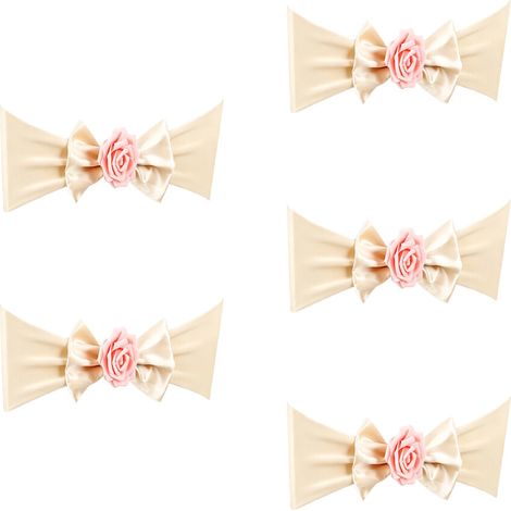 Eleganti fasce per sedie in raso con fiocco - Champagne
