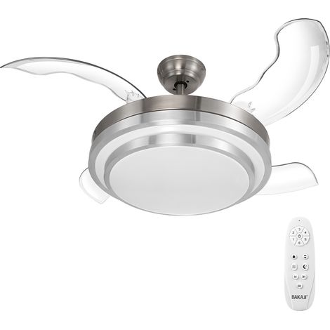Ventilatore Lampadario da Soffitto 4 Pale richiudibili LED e Telecomando 106 cm