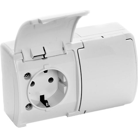 ORNO OE-7106(GS)/W Enchufe Superficie 2x2P+Z Schuko IP44