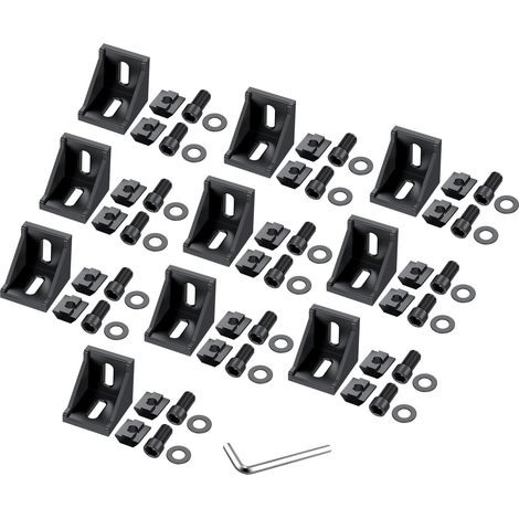 Profilé d'angle en aluminium 4040 - 10 équerres d'angle, matériel de fixation pour extrusion, connecteur d'angle, support mural, matériel de montage pour structure de cadre en aluminium, (1/5)