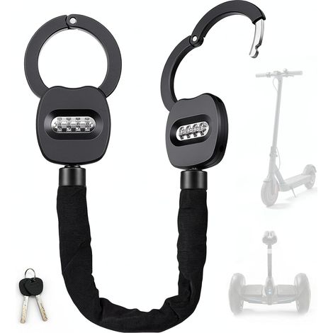 Antivol Trottinette Électrique,Avec 2 Clés de Réinitialisation,93CM Cadenas Vélo, Pour Les Scooter, Vélos, Moto, Poussettes (1/5)