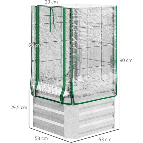 Set de planter élevé : bac à plantes avec recouvrement en plastique et treillis pour plantes grimpantes (53x53x90cm), idéale pour jardin et balcon (1/5)