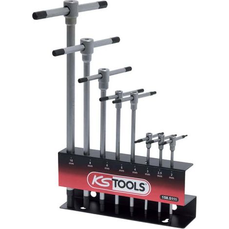 KS TOOLS Schlüsselsatz - T-Griff - Auf Metall-Display - 8-teilig - 158.5111
