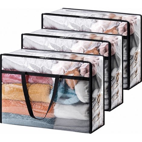 Sacs de rangement transparents pour couettes, grande capacité, en PVC imperméable, pour déménagement en résidence étudiante, 40 L (75 L) x 3 pièces (1/5)