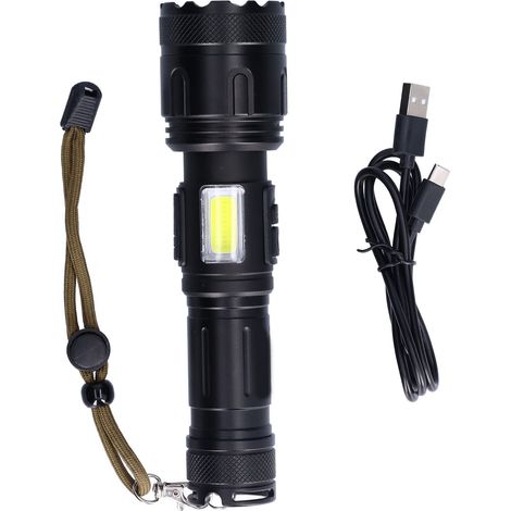 Lampe Torche Puissante XHP160+COB 5800LM Mise au Point Télescopique 2 Couleurs Lumière 7 Modes IPX5 Étanche pour Extérieur (1/5)