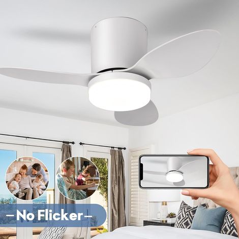 Ventilateur de plafond silencieux avec éclairage LED, petit format (63 cm), télécommande réversible, 6 vitesses et minuterie. Idéal pour terrasse, chambre ou chambre d'enfant. (1/5)