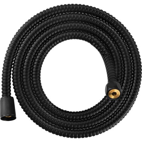 Tuyau de douche noir de 1,5 m, 150 cm en acier inoxydable chromé, anti-torsion et étanche, câble de douche court, remplacement facile à faire soi-même (1/5)