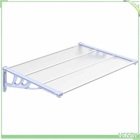 Auvent de porte - FAFEICY - 153690 - Gris/transparent - Polycarbonate - Cadre aluminium 122x90 cm (1/5)