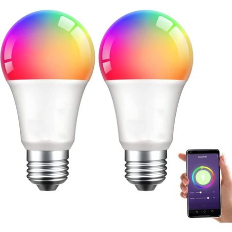 Guirlande lumineuse de Noël Alexa Ampoule LED intelligente E27 9 W RGBCW Changement de couleur 2200-6500 K 1000 lm Compatible avec Alexa, Google Assistant (2 pièce, E27) (1/5)