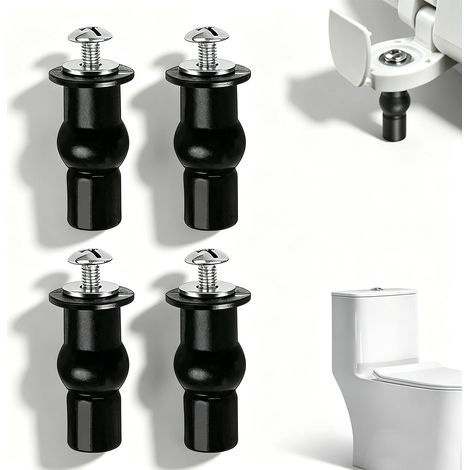 Accessoires abattant WC, Noir, Acier inoxydable, 4 pièces (1/5)