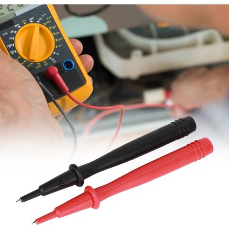 Lot de 2 sondes pour multimètre et voltmètre, embouts en cuivre nickelé, aiguille de 2 mm et prise banane de 4 mm. (1/5)
