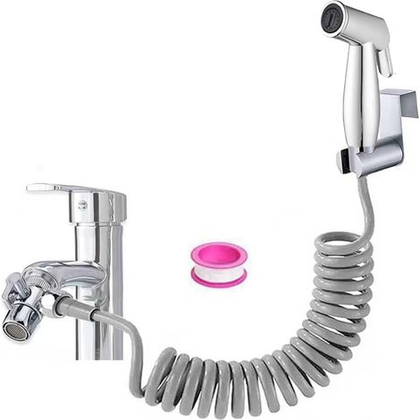 Bidet Hand Shower Kit - Bidet Hygienic Shower Kit Toilet with Tap Dispenser, Spring Hose, Wall Mount (1/5)