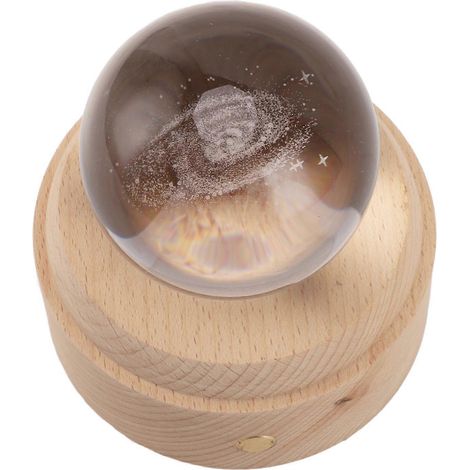 Veilleuse boule de cristal 3D avec socle lumineux LED en bois, idéale pour la décoration de chambre, cadeau d'anniversaire pour adolescents (garçons et filles). (1/5)