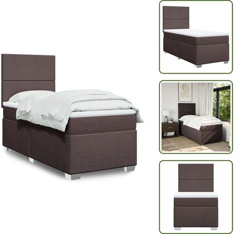 Cama con cabecero ajustable - vidaXL Cama box spring con colchón tela marrón oscuro 80x200 cm - Colchón ensacado