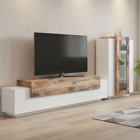 Wohnwand Isaia, 7 Regale, 45x280x120h cm Weiß (1/5)