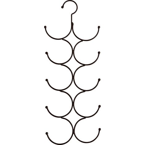 Porte-Foulard - Porte-Accessoires en Fer Forgé à 10 Anneaux - Pour Écharpes Ceintures Cravates - 20,5 x 52,5 cm - Bronze (1/5)
