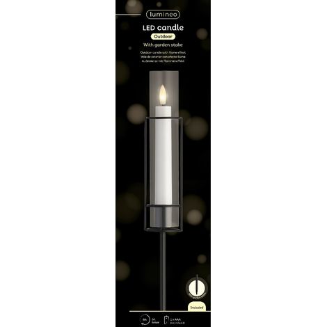 Lumineo LED Kerze mit Flammeneffekt Ø 4,5 cm Höhe 67 cm Kunststoff & Metall - warmweiß (1/2)