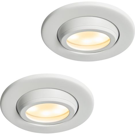 Litecraft Marlowe Fire Rated Tiltable Round IP65 Rated Recessed Downlights in White - Pack of 2 (1/5)