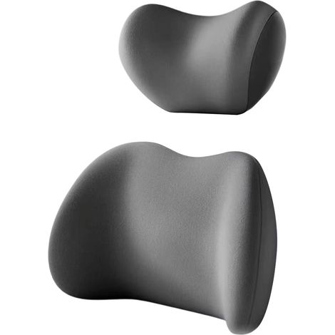Coussin ergonomique pour appui-tête et soutien lombaire de voiture, en mousse à mémoire de forme et housse amovible respirante, pour soulager les douleurs cervicales et dorsales. (1/5)