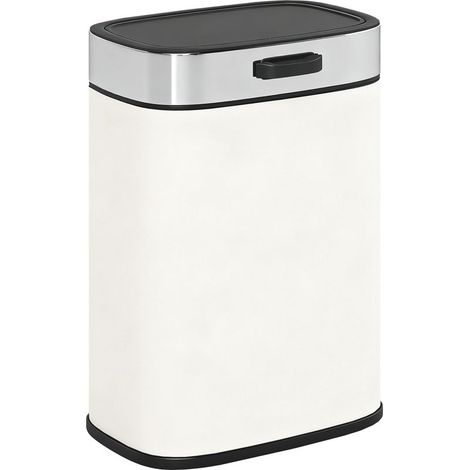 Poubelle de 5 litres, à poser ou à suspendre, en acier inoxydable, blanc crème (1/5)
