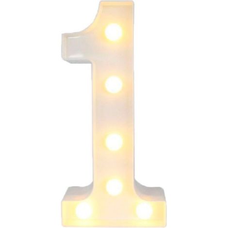TrAdE Shop Traesio - Numero 1 Luminoso Con Luci Led A Batteria Decorazioni Per La Casa Dim. 22 Cm -