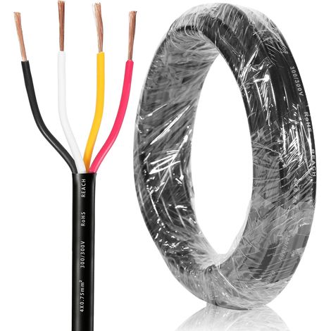 Câble remorque de Voiture 4 Fils 10M, Câble 4 Fils pour remorque Tracteur Caravane,Cable Feux remorque 4 Broches,Câble de véhicule 4 x 0,75 mm² (1/5)
