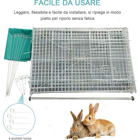 Enclos métallique pour animaux avec bâche imperméable, portes intégrées, 220x103x103cm (1/5)