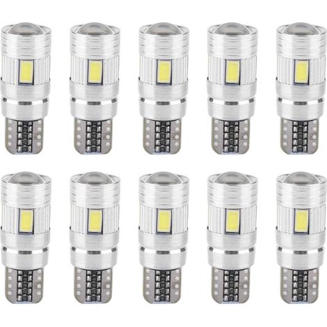 Ampoule LED, 10 pcs T10 5630 6SMD W5W Décodage De Voiture LED Canbus Ampoule Sans Erreur Côté Marqueur Plaque D'immatriculation Lumière (1/4)