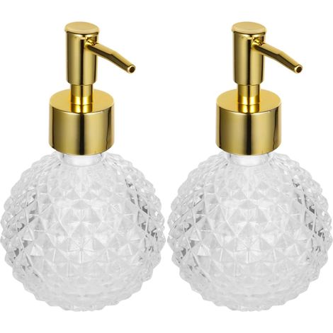 2 botellas de vidrio rellenables con dosificador, a prueba de fugas, para loción, champú o gel, prácticas para viajes y para el hogar.