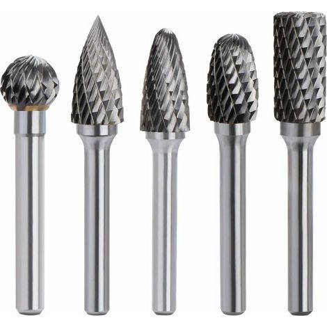 Kit De 5 Pièces Fraises Rotatives En Carbure De Tungstène Double Coupe Tige 6Mm Tête 10Mm Outil Dremel Perceuse Ponceuse Electrique (1/4)