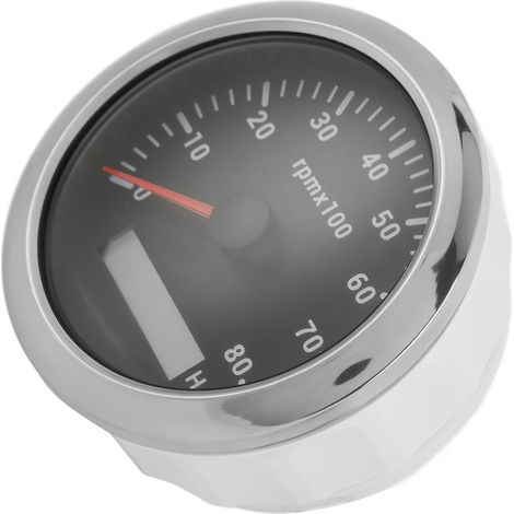 85-mm-Drehzahlmesser 0–8000 U/min, 7-farbige Hintergrundbeleuchtung, IP67 wasserdicht, Zeigeranzeige, für Boote, Wohnmobile, 9–32 V, Schwarz (1/5)