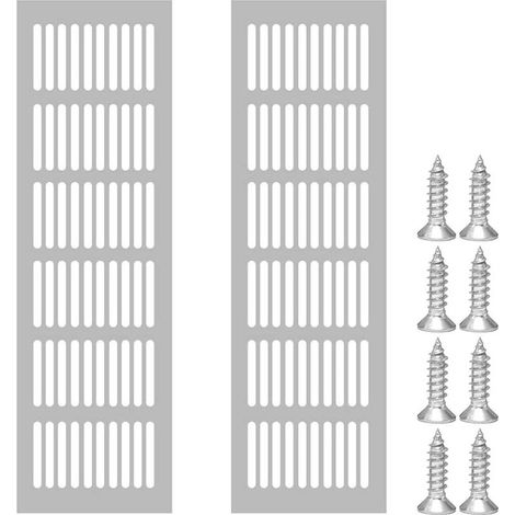 2 pieces of grille of ventilation rectangular, grille of ventilation in aluminum, grille of ventilation outdoor 80x250mm (1/5)