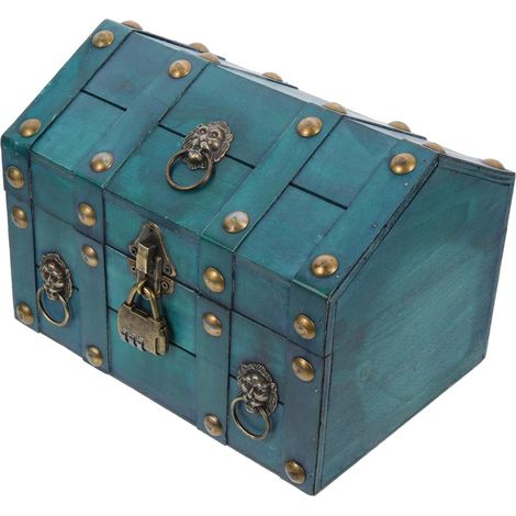 Boîte à Bijoux Vintage Bois avec Serrure à Combinaison Organisateur de Colliers et Boucles Oreilles Rangement Portable et Léger Coffret Décoratif pour Bijoux (1/5)