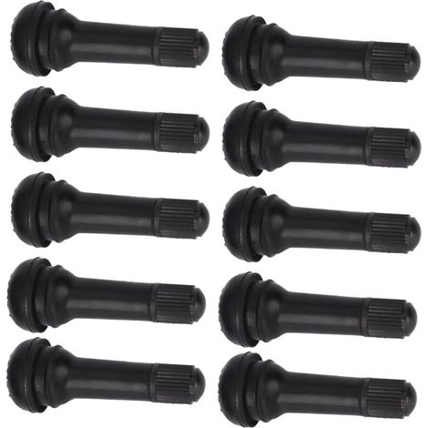 Tiges de valve pour pneus voiture – Lot de 10 pièces TR414 en caoutchouc avec capuchon anti-poussière, sans noyau