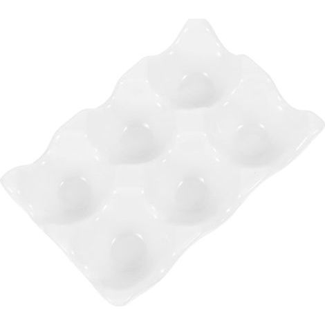 1 - Plateau À Œufs - Organisateur Céramique - 6 Emplacements - Rangement Réfrigérateur Et Cuisine - Surface Lisse - Gris Givré - 14,5x9,8x3,2cm (1/5)