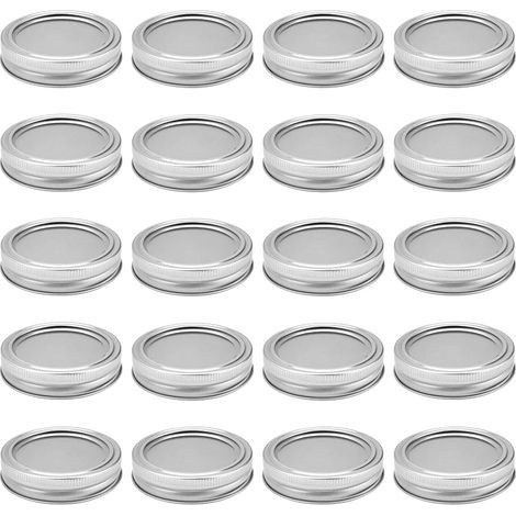 Type Fendu Mason Jar Lids, 20 Pièces Canning Lids en Fer, Mason Jar Lids avec Couvercles en Silicone, Canning Lids pour Mason Jar pour Pots de Confiture Miel (1/5)