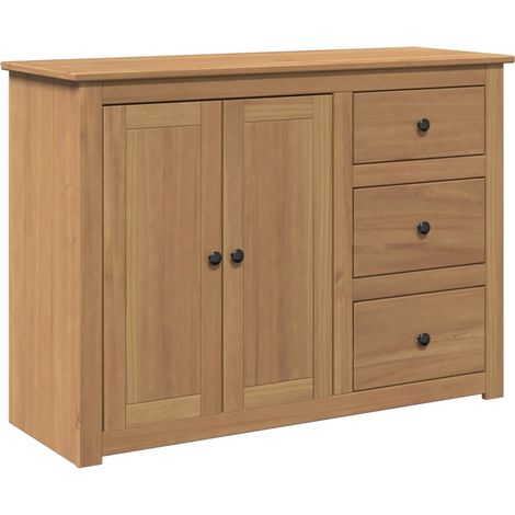 Aparador cómoda mueble almacenaje organizador cocina salón salón con cajones 112 x 40 x 80 cm madera maciza de pino marrón 020030129