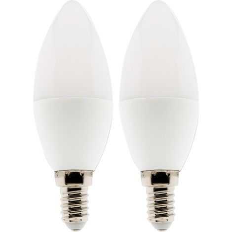 Lot de 2 ampoules LED flamme 5,2W E14 470lm 2700K - Blanc chaud - Zenitech (1/2)