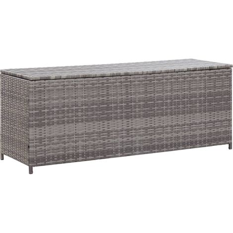 Caja de almacenaje de jardín ratán sintético gris 150x50x60 cm vidaXL