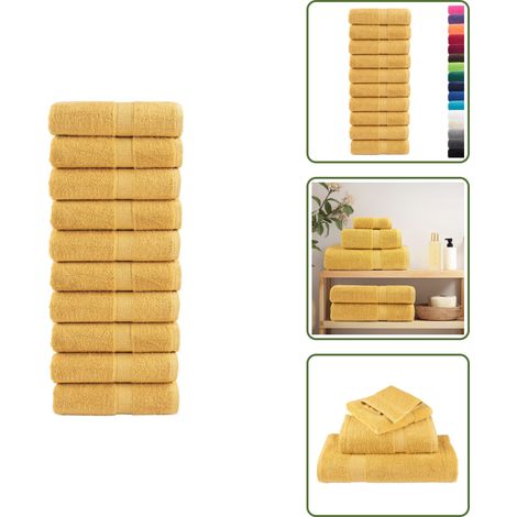 The Living Store Premium-Waschtücher SOLUND 10 Stk. Gold 30x30 cm 600 g/m² - Baumwollhandtücher (1/5)