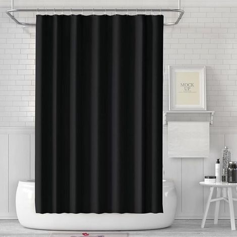 180 x 180 cm – Schimmelresistenter Duschvorhang – Wasserdicht und waschbar – Inkl. 12 Duschvorhangringen – Schwarz