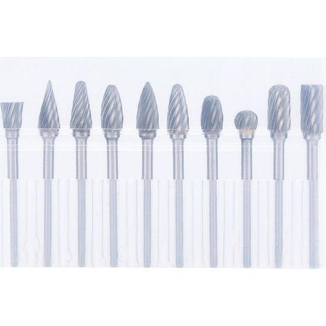 Fraises Rotatives Double Coupe de Tungstène Tige de 1/8\" pour Gravure, Métal Polissage, 10Pcs (1/4)