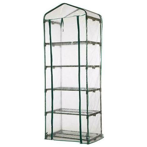 Serre Mini - Housse Transparente En PVC - Pour Étagère De Jardin Intérieur Ou Extérieur - 5 Niveaux - 69 X 49 X 187 Cm (1/2)